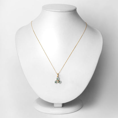 0.55 Ct Genuine Oval Alexandrite and Diamond 18K Yellow Gold Floral Pendant