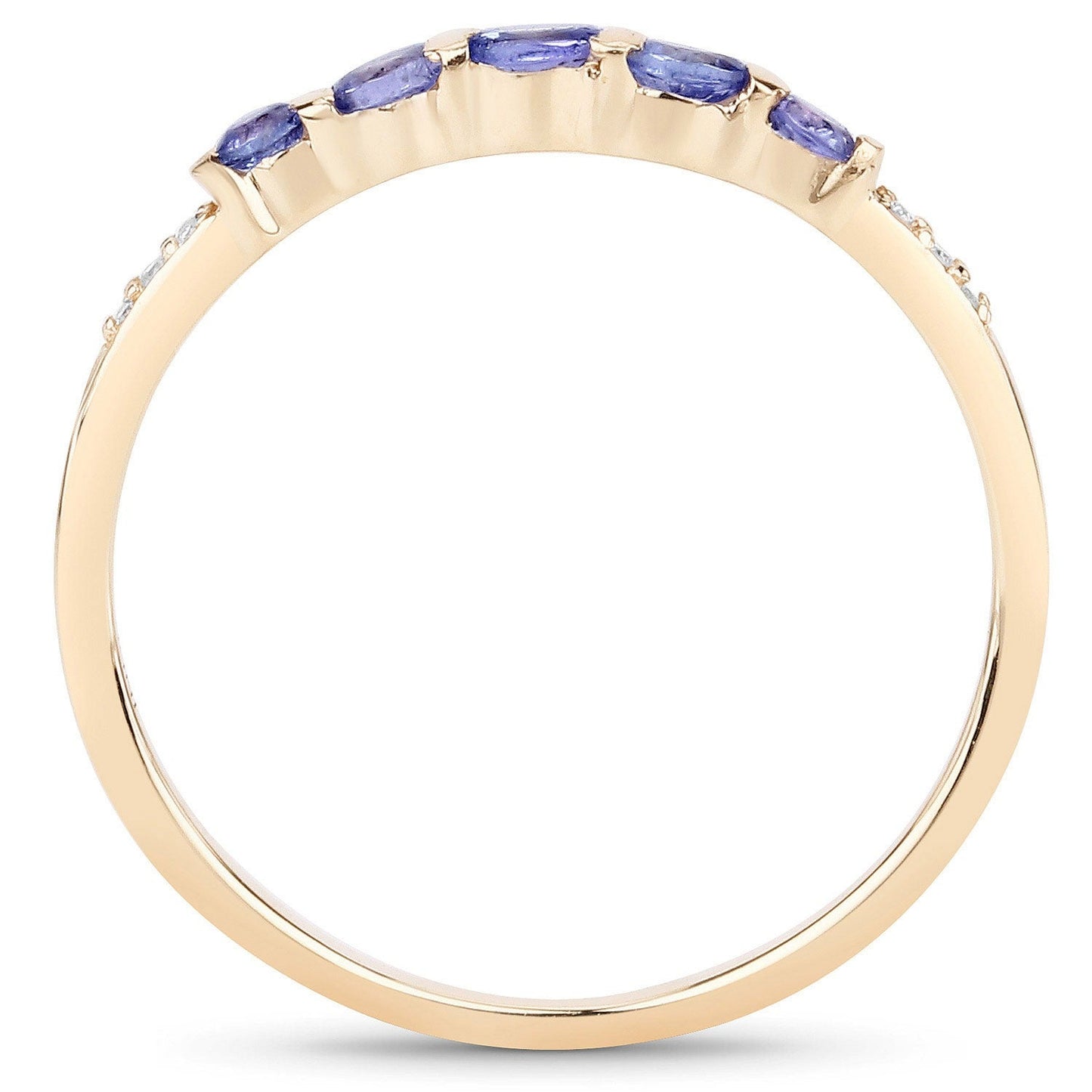 0.34 Ct Round Violet Tanzanite Diamond Pave 10K Gold Five Stone Graduated Ring