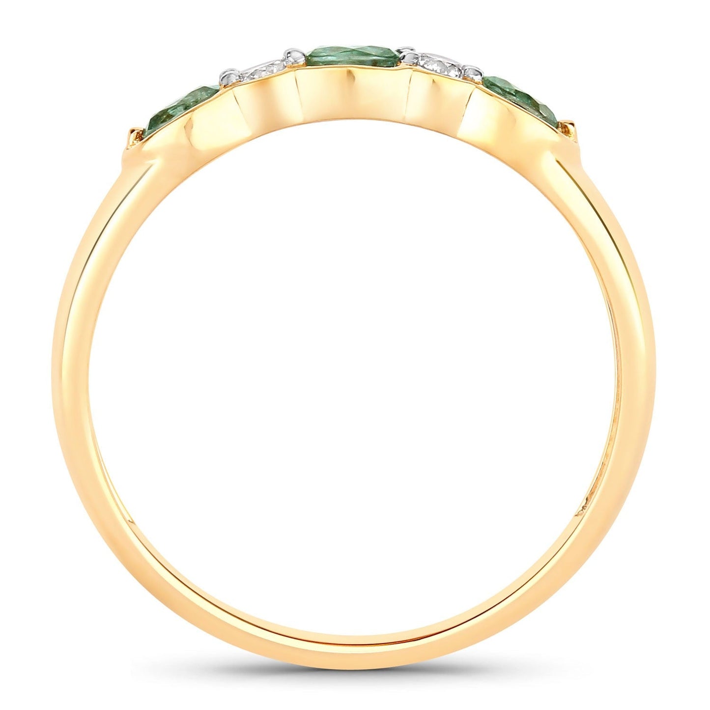 0.45 Ct Genuine Alexandrite and Diamond 18K Yellow Gold Five Stone Ring