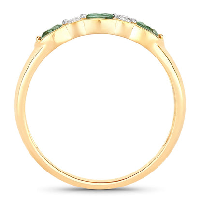 0.45 Ct Genuine Alexandrite and Diamond 18K Yellow Gold Five Stone Ring