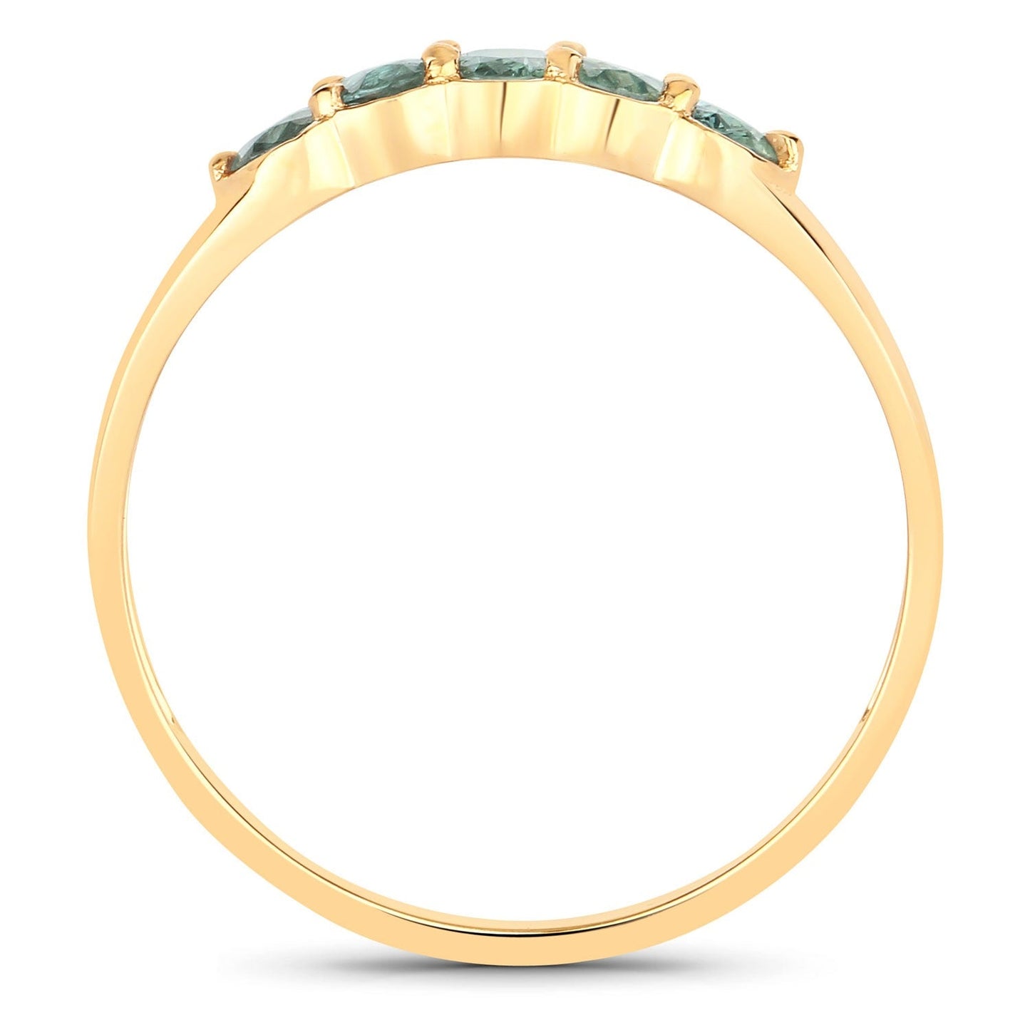 0.65 Ct Genuine Green Alexandrite 18K Yellow Gold 5 Stone Ring
