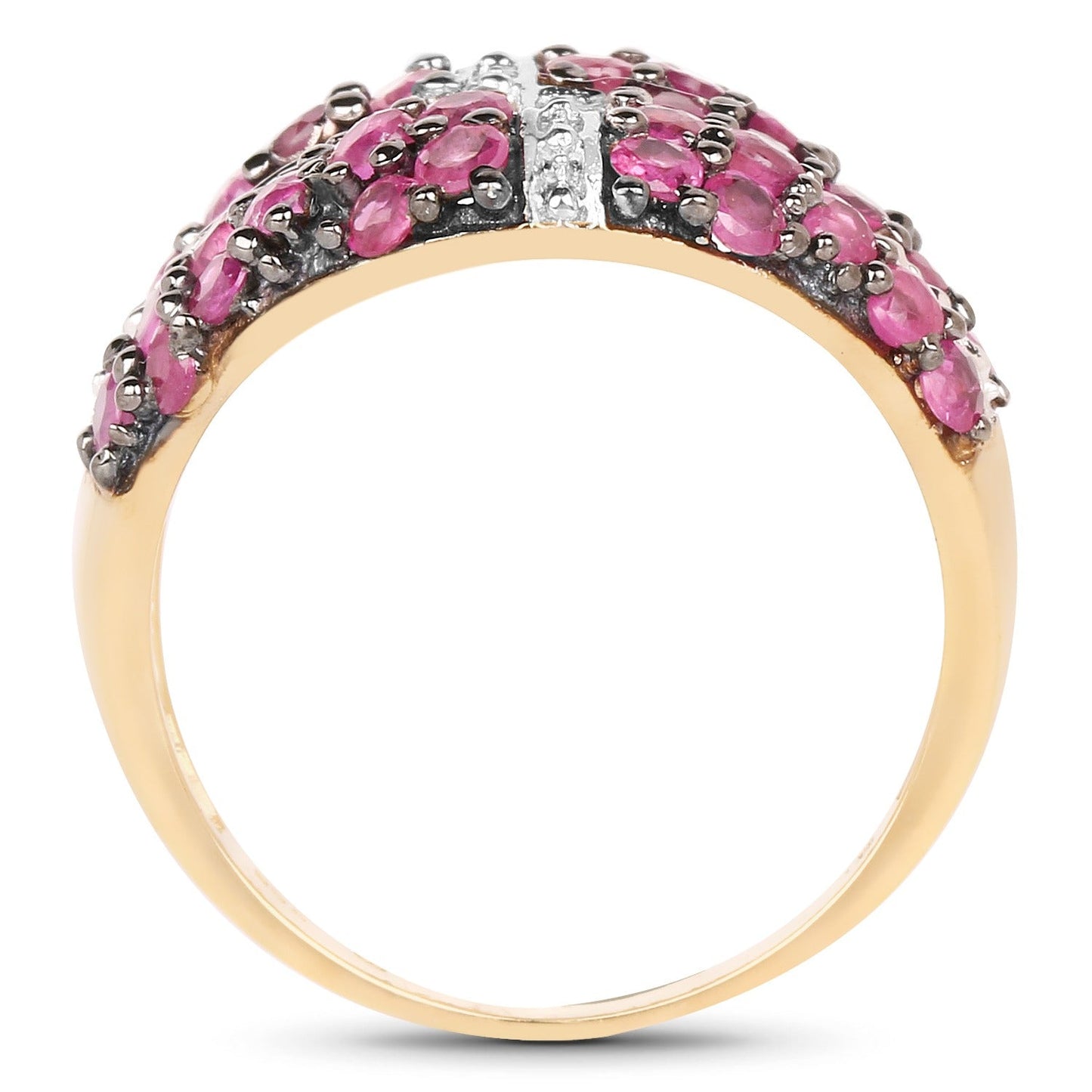 1.70 Ct Round Pink Ruby Prong 14K Yellow Gold Plated Silver Cluster Ring