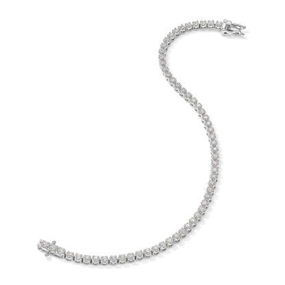 14k White Gold 1 carat Lab Diamond Round Tennis Bracelet