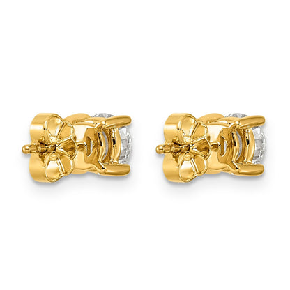 14K Yellow Gold Diamond Stud Earrings Round Shaped Studs Lab Grown