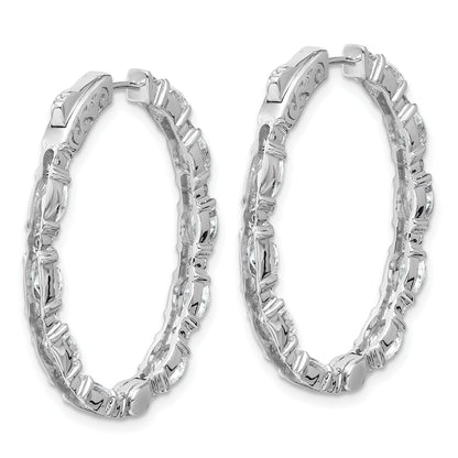 14K White Gold Lab Grown Diamond Oval In and Out Hoop Earrings