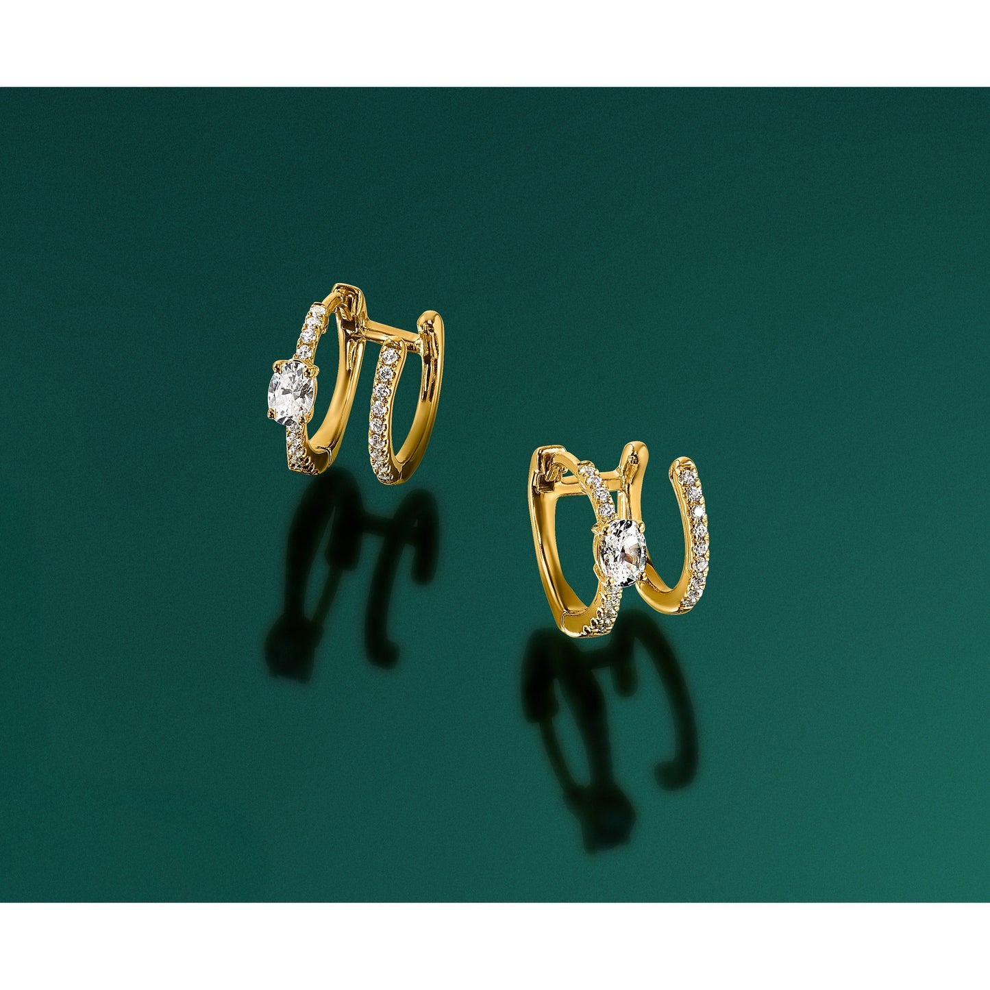 Lab Grown Diamond Hinged Hoop Earrings 14K Yellow Gold