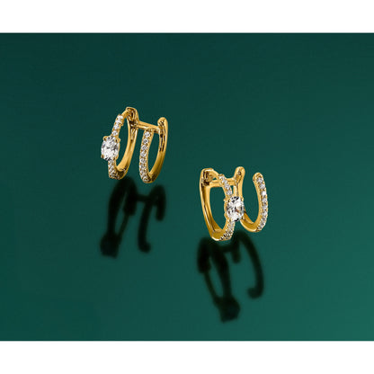 Lab Grown Diamond Hinged Hoop Earrings 14K Yellow Gold