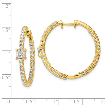 14K Yellow Gold 3 1/8 carat Lab Grown Diamond In and Out Hoop Earrings