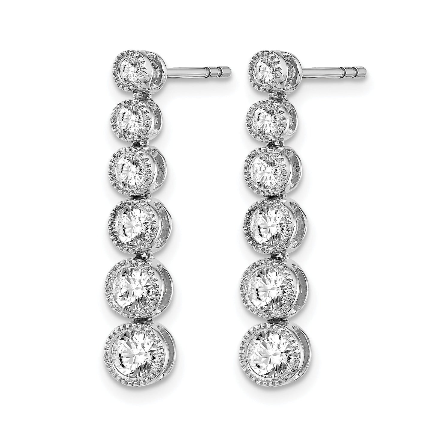 14K Gold Lab Grown Diamond Graduated Dangle Post Earrings