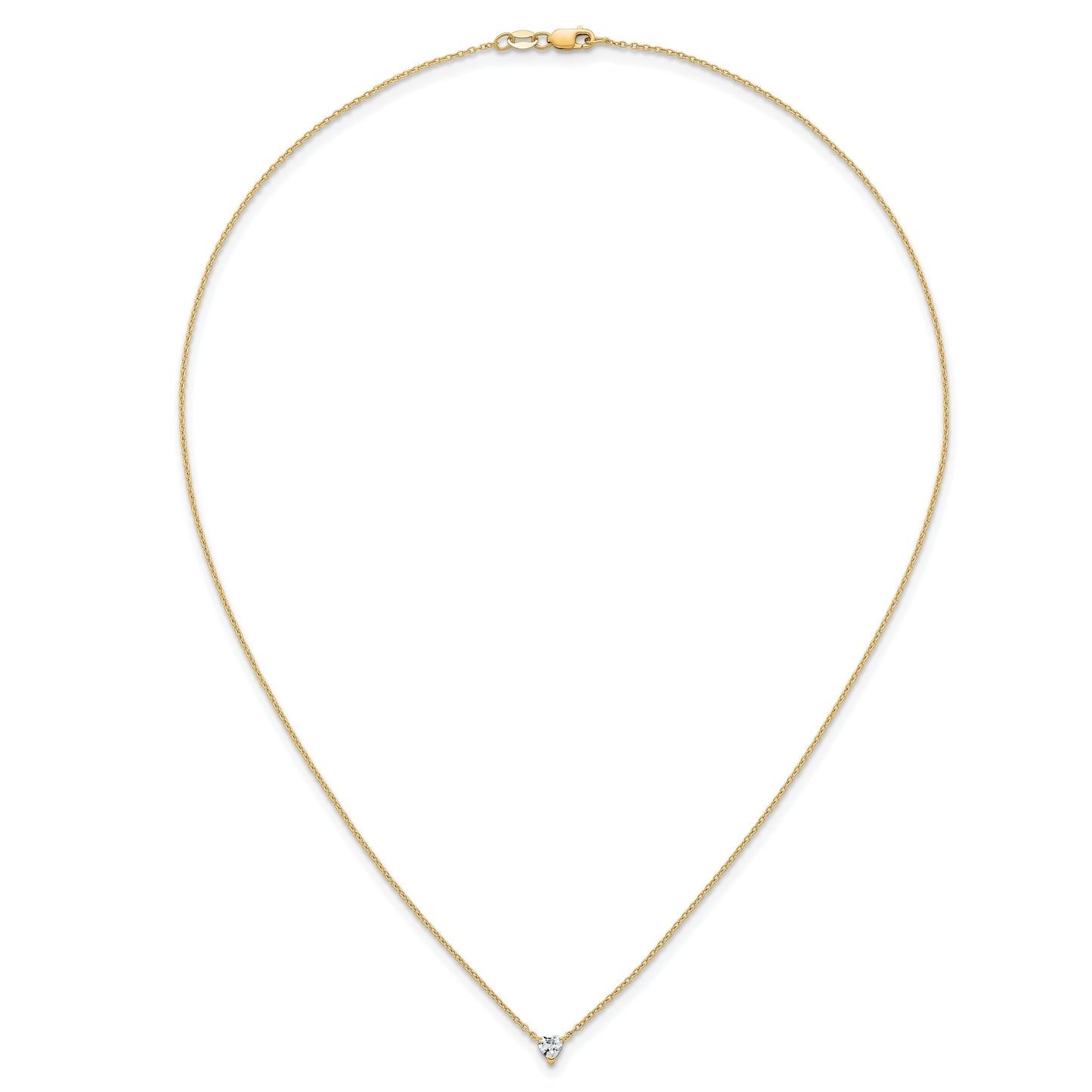 14k Gold Lab Grown Diamond Solitaire Heart Necklace
