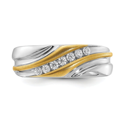 14k Two-tone 1/4 ct Lab Grown Diamond Seven Stone Men's Band Ring