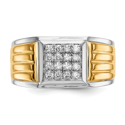 14k Two-Tone 3/8 ct Lab Grown Diamond Cluster Men's Ring