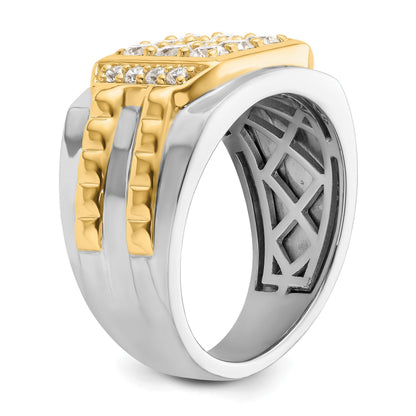 14k Two-Tone 1 1/5 ct Lab Grown Diamond Men's Cluster Ring