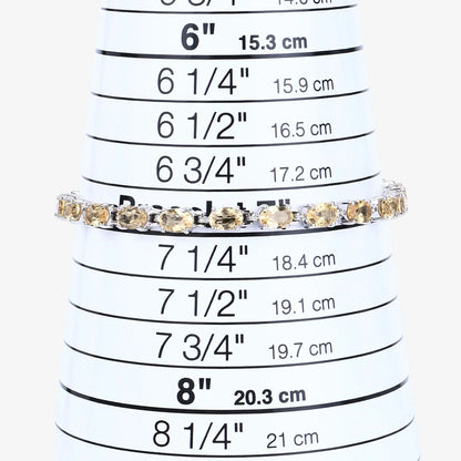 9.03 Ct Oval Yellow Citrine Prong Sterling Silver Tennis Bracelet