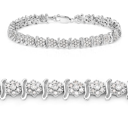 1.80 Cttw Round White Diamond Sterling Silver Tennis Bracelet