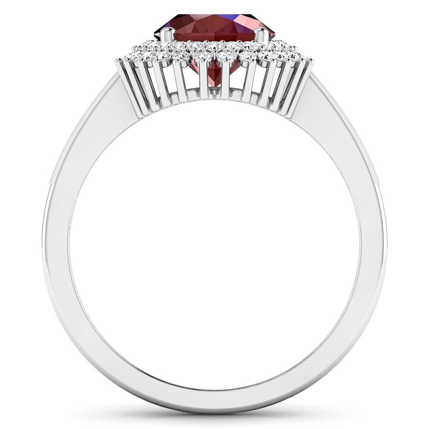 2.30 Ct Oval Pink Ruby & White Diamond Prong 14K White Gold Halo Cocktail Ring
