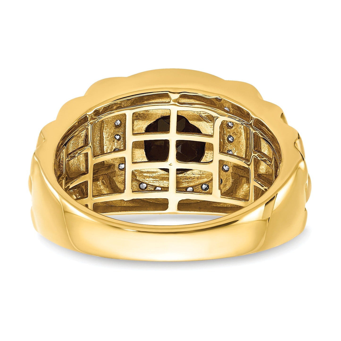 14k Gold 1/4 ct Lab Grown Diamond and Onyx Textured Men's Ring