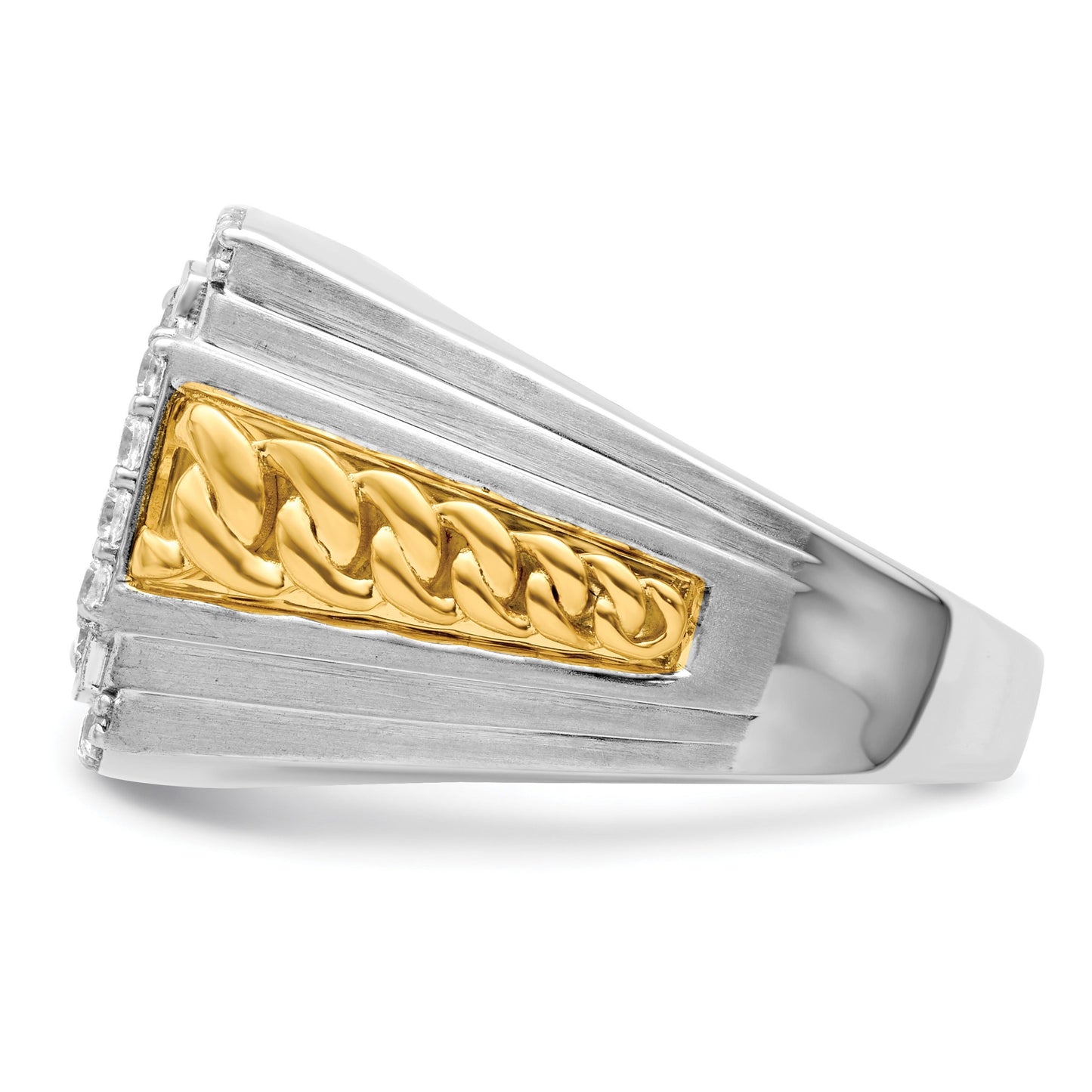 14k Two-Tone 1 1/2 ct Lab Grown Diamond Men's square Ring