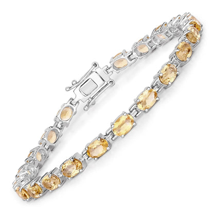 9.03 Ct Oval Yellow Citrine Prong Sterling Silver Tennis Bracelet