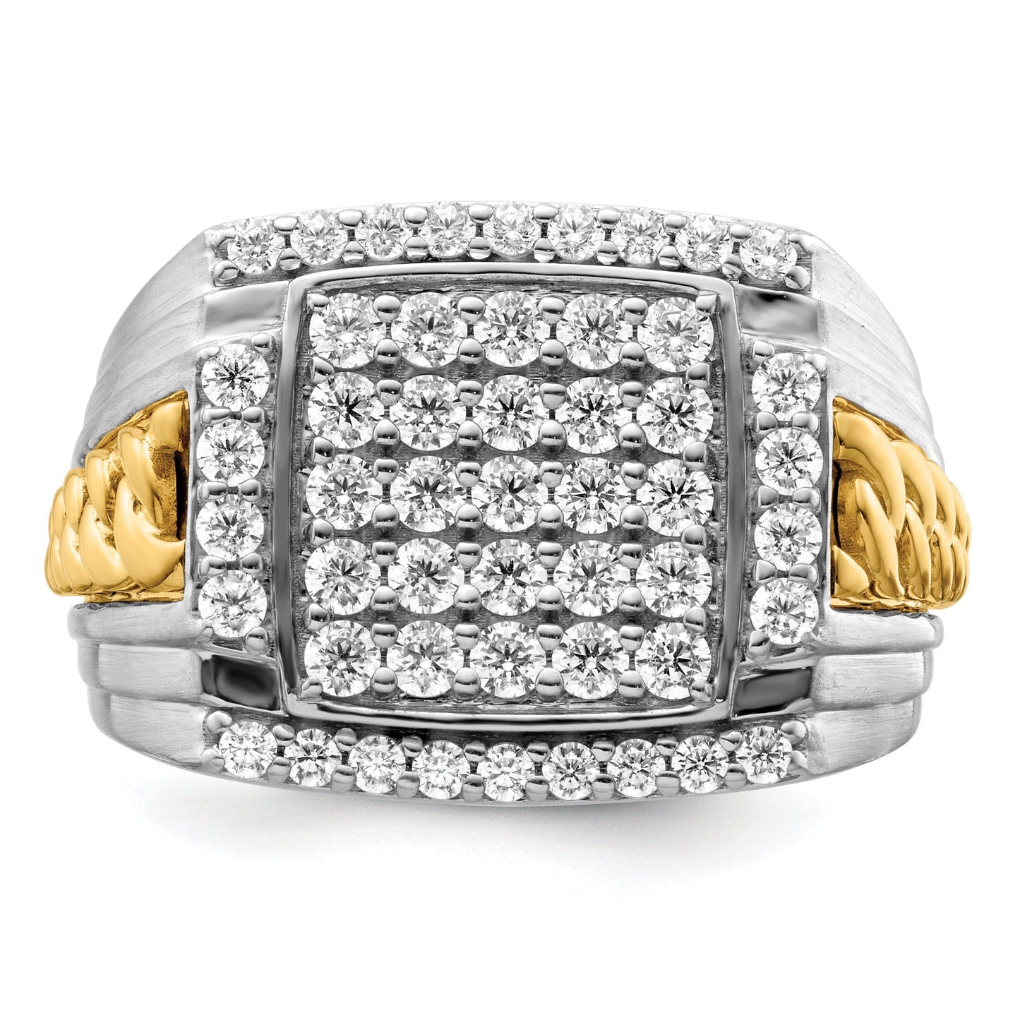 14k Two-Tone 1 1/2 ct Lab Grown Diamond Men's square Ring