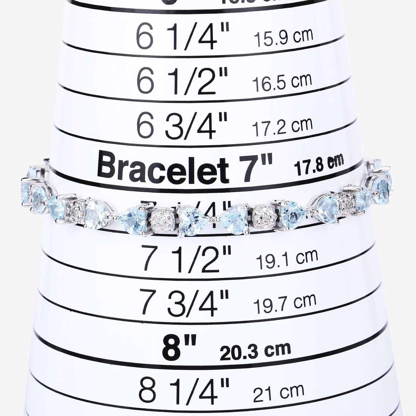 11 Ct Heart Blue Topaz Prong Silver Tennis Bracelet