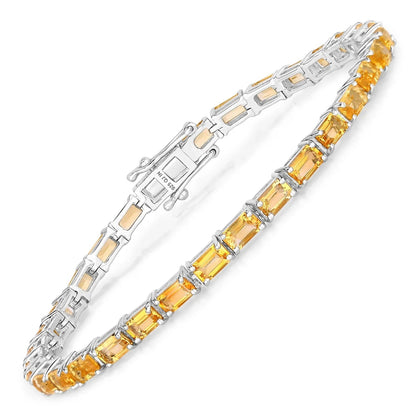 12.80 Ct Octagon Yellow Citrine Prong Sterling Silver Tennis Bracelet