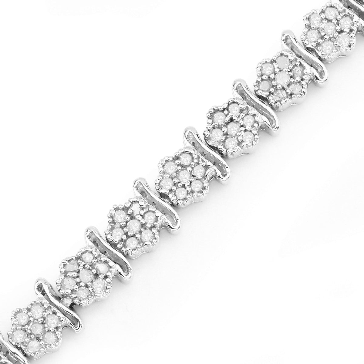 1.80 Cttw Round White Diamond Sterling Silver Tennis Bracelet