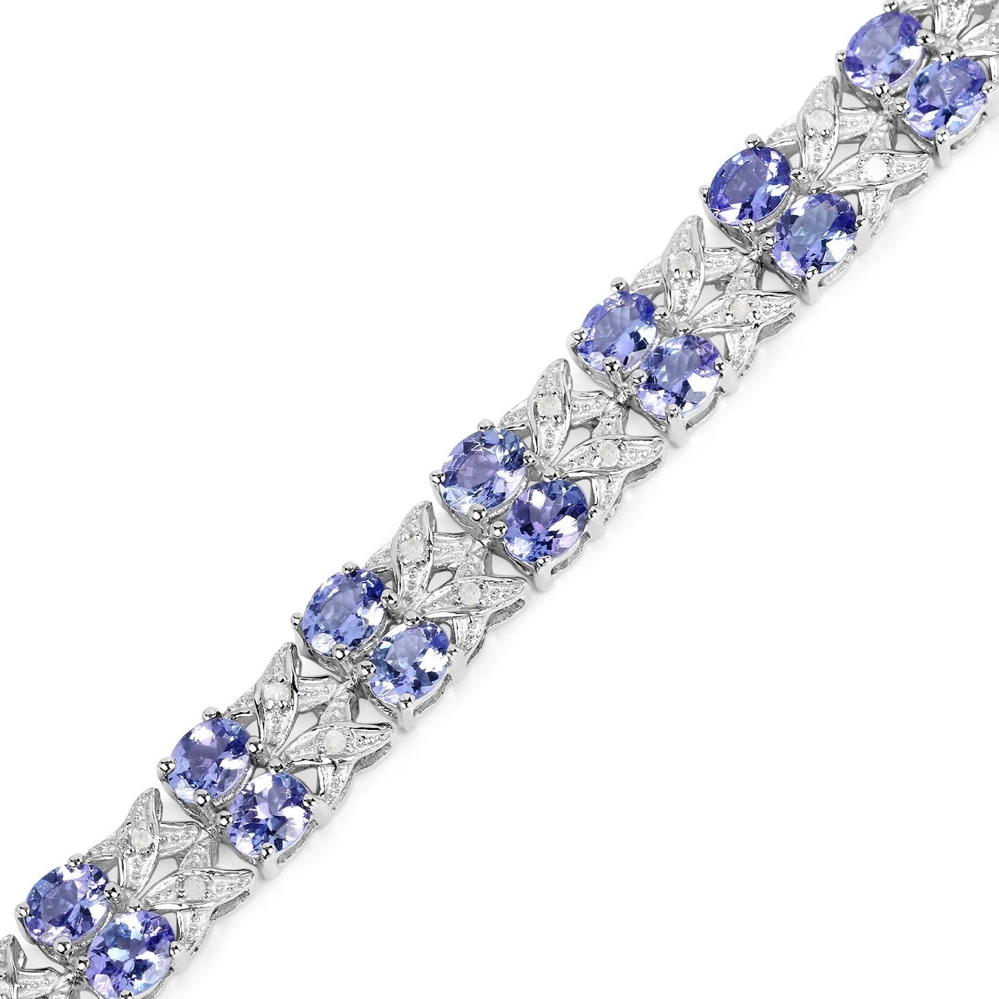 11.88 Ct Oval Violet Tanzanite Prong Sterling Silver Two Row X-Link Crossover Bracelet