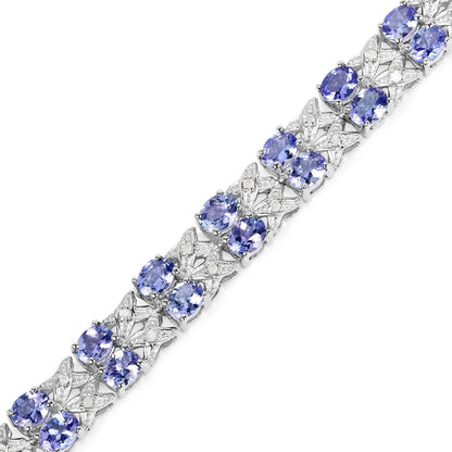 11.88 Ct Oval Violet Tanzanite Prong Sterling Silver Two Row X-Link Crossover Bracelet