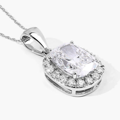 4.58 Ct Lab Grown Diamond Platinum Cushion Bridal Halo Pendant
