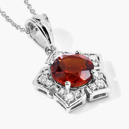 2.20 Ct Round Orange Madeira Citrine & Lab Diamond Prong Silver Star Shape Pendant Necklace
