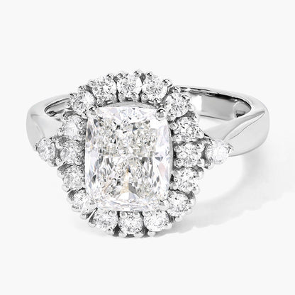 3.07 Ct Cushion Lab Grown Diamond Prong Platinum Halo Bridal Ring