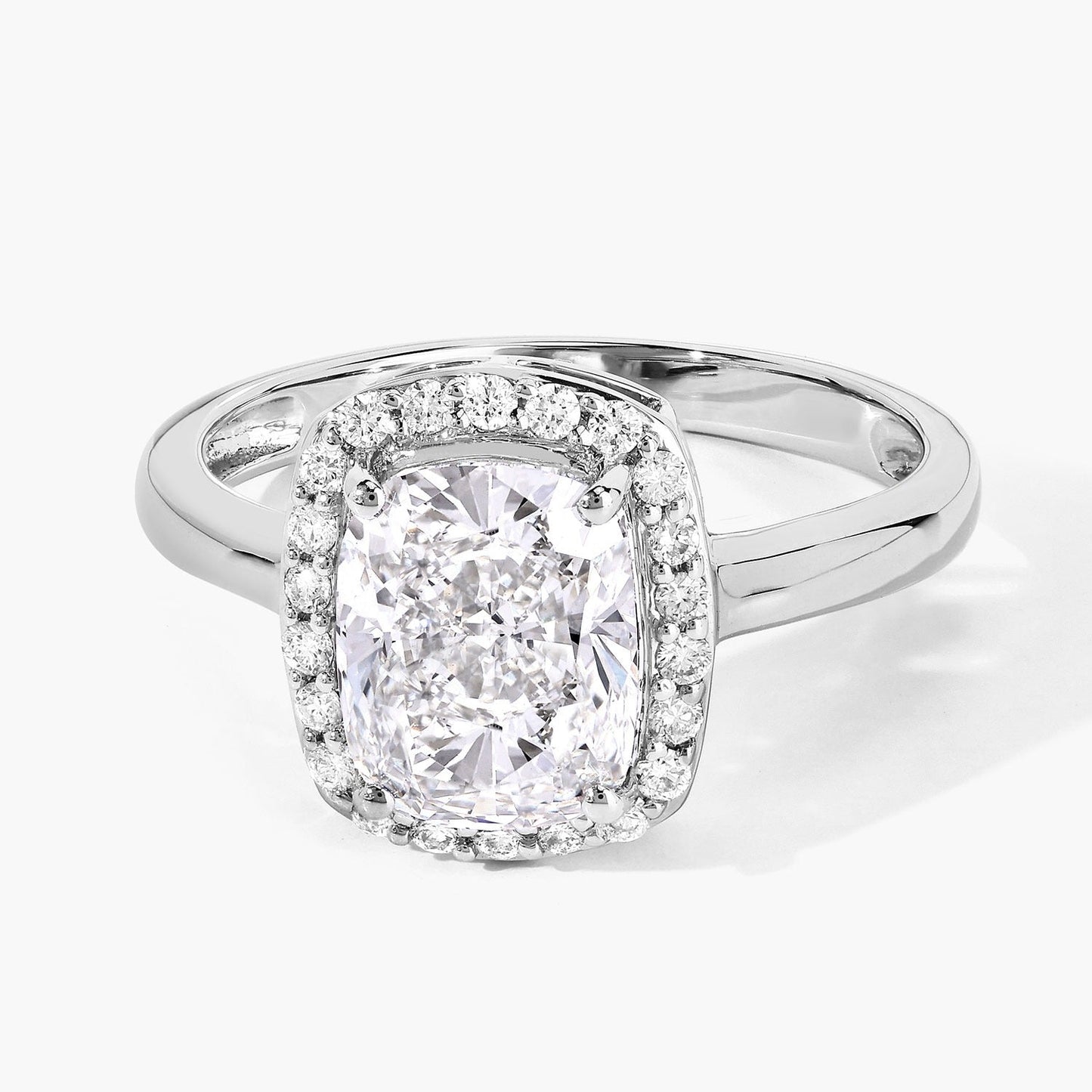 2.74 Ct Cushion Lab Grown Diamond Platinum Bridal Halo Ring