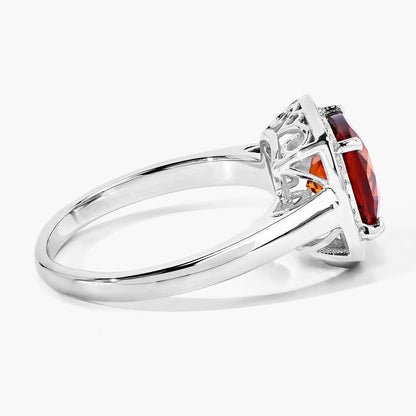 2 Ct Cushion Yellow Madeira Citrine and Lab Diamond Prong Silver Halo Ring