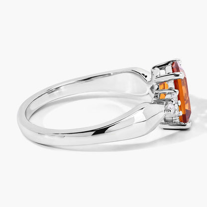 1.30 Ct Cushion Yellow Madeira Citrine & Lab Diamond Prong Silver Cocktail Ring