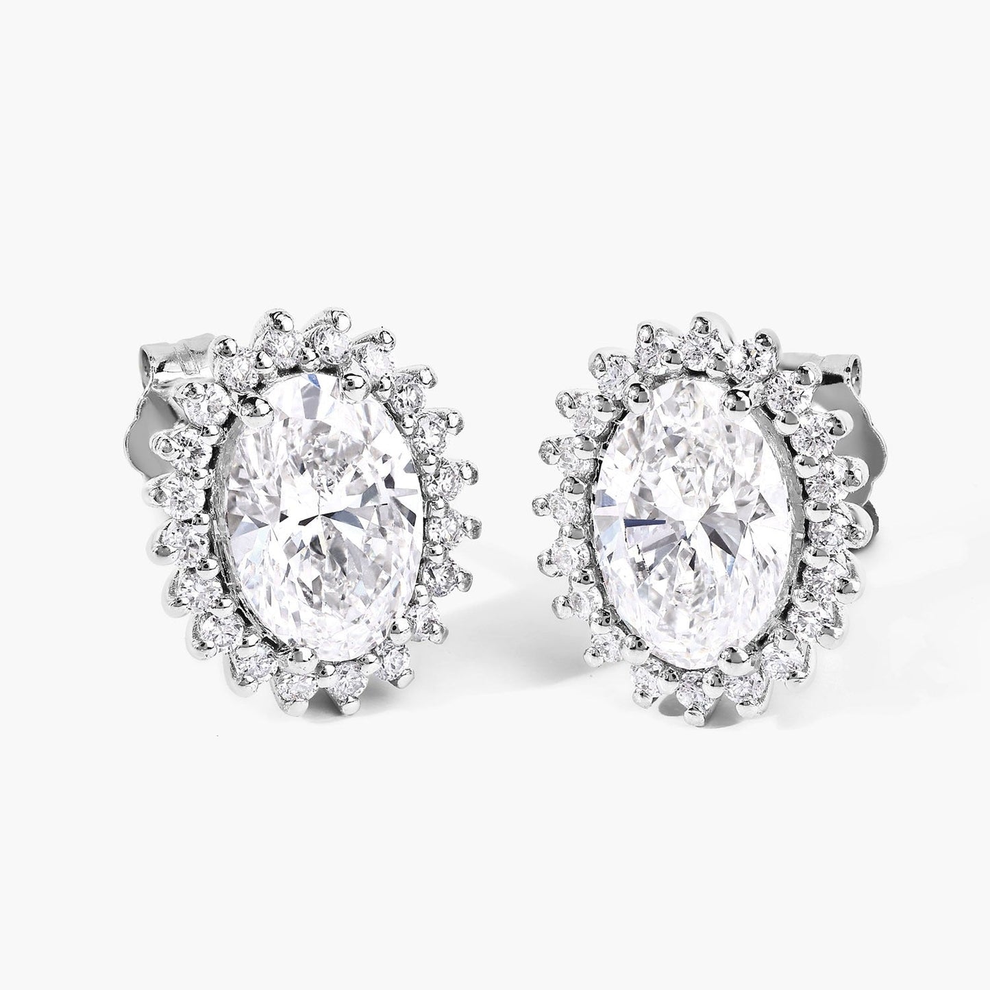 2.45 Ct Oval Lab Grown Diamond Prong Platinum Bridal Floral Stud Earrings