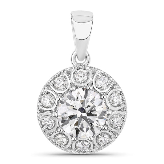 2.32 Ct Round Lab Grown Diamond Platinum Bridal Halo Floral Pendant