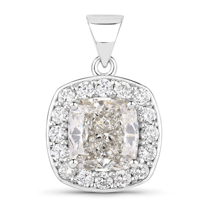 3.50 Ct Cushion Cut Lab Diamond Halo Bridal Platinum Pendant