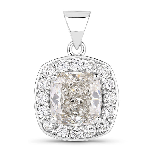 3.50 Ct Cushion Cut Lab Diamond Halo Bridal Platinum Pendant