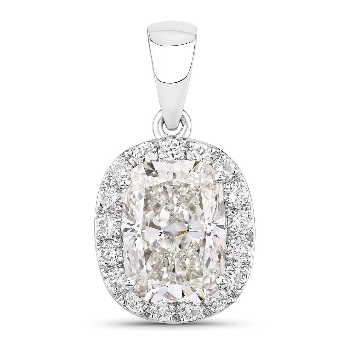 4.58 Ct Cushion Lab Grown Diamond Prong Platinum Bridal Halo Pendant