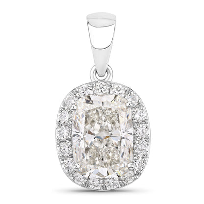 4.58 Ct Cushion Lab Grown Diamond Prong Platinum Bridal Halo Pendant