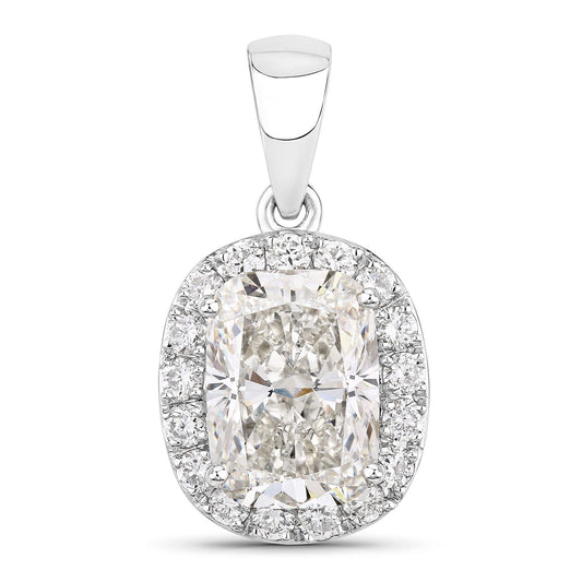 4.58 Ct Cushion Lab Grown Diamond Prong Platinum Bridal Halo Pendant
