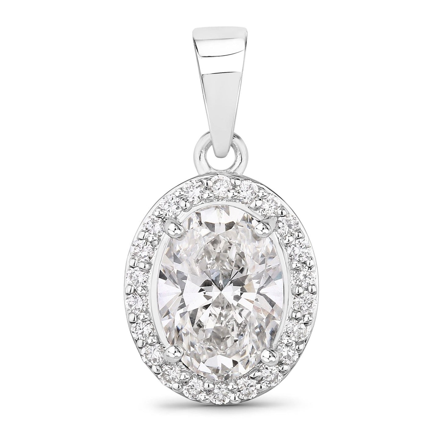 1.74 Ct Lab Grown Diamond Bridal Oval Halo Platinum Pendant