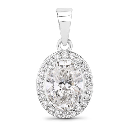 1.74 Ct Lab Grown Diamond Bridal Oval Halo Platinum Pendant