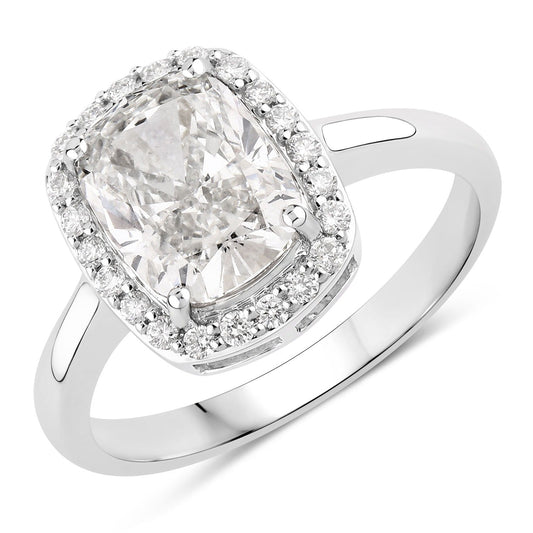 2.74 Ct Cushion Lab Grown Diamond Platinum Bridal Halo Ring