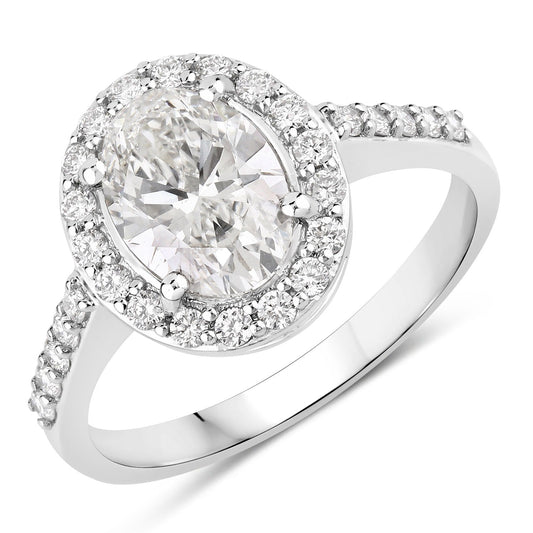 1.98 Ct Oval Lab Diamond Platinum Halo Bridal Cathedral Ring with Pave Band