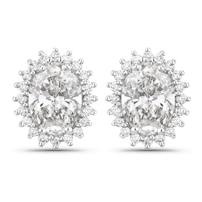 2.45 Ct Oval Lab Grown Diamond Prong Platinum Bridal Stud Earrings