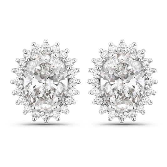 2.45 Ct Oval Lab Grown Diamond Prong Platinum Bridal Floral Stud Earrings