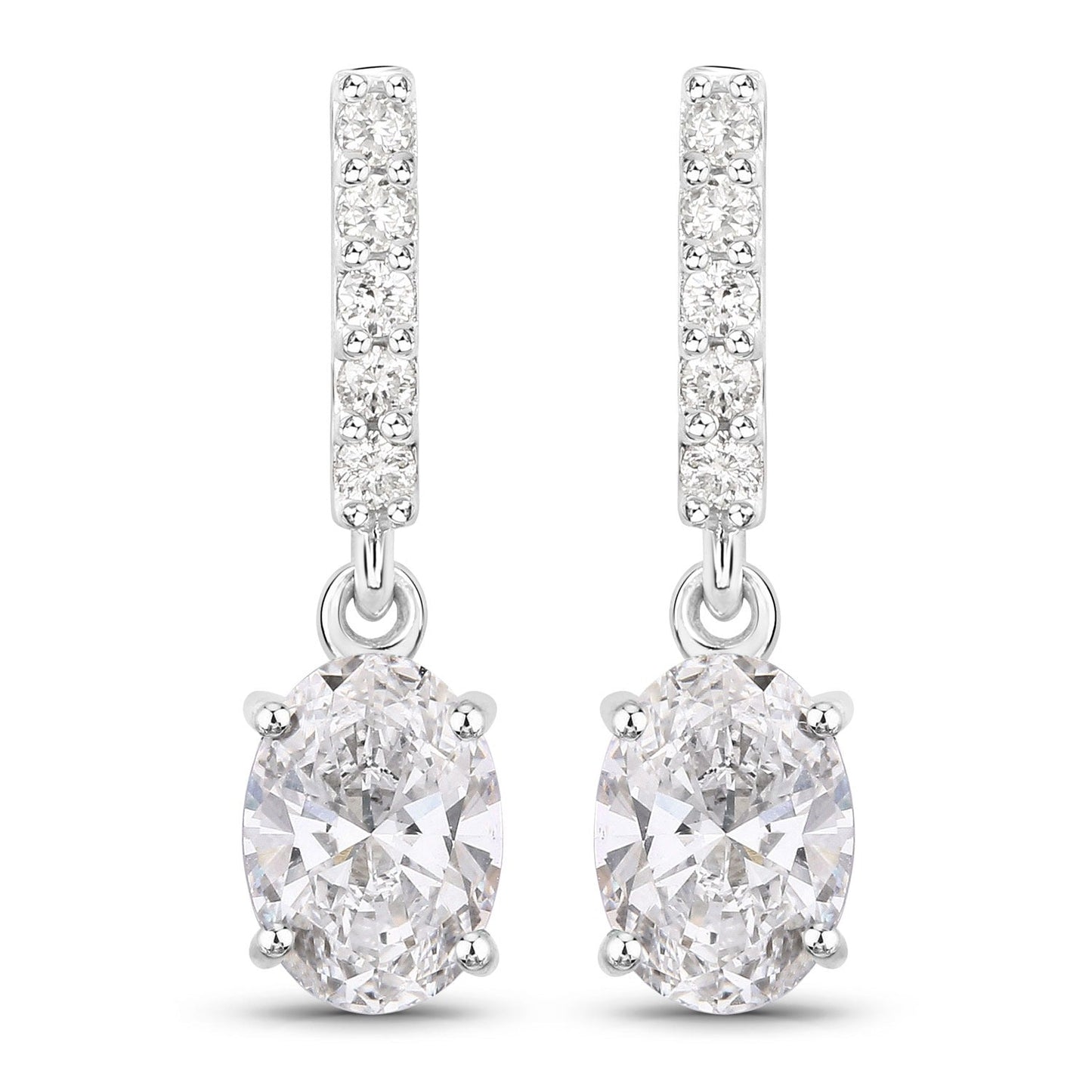 1.64 Ct Oval Lab Grown Diamond Prong Platinum Dangle Drop Bridal Earrings