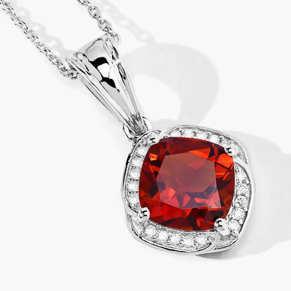 2 Ct Cushion Yellow Madeira Citrine and Lab Diamond Prong Silver Halo pendant Necklace